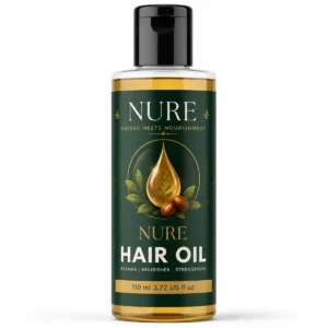 NURE Natural Hair Oil 110ml bottle to support healthy hair growth